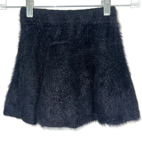 Zara Knitwear Girls Black Glitter Fuzzy A-Line Skirt Size 5 - Picture 3 of 10